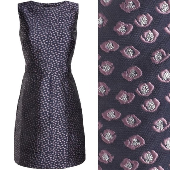 J.Crew Navy Metallic Sheath Dress 4 - Picture 3 of 8